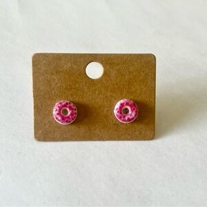 2/$15- Hot Pink Sprinkle Donut Stud Earrings Handmade